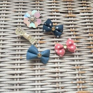 ⭐️3 for $15 or 5 for $25 Item - Shabby-Chic Pastel Mini Hair Bow Clips Set